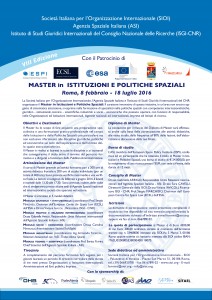 Master istituzioni e politiche spaziali 2016